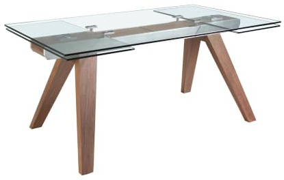 ÁNGEL CERDÁ - Mesa Comedor Extensible Rectangular - 2 Piezas Extensibles de 45 cm - Medidas 180-270 x100 x 76cm - Mesa Rectangular Extensible de Cristal Templado para 10 Comensales