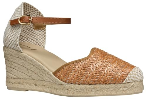 Geox - D GELSA LOW E, Sandalia de cuña Mujer, Camel,