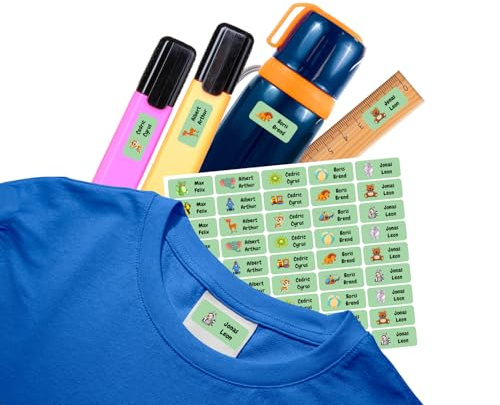 GoodMarkt®Namensaufkleber Kinder 97 Stück. Schule - Ideal für Kita, Schule Kleidung & Gegenstände Namensschilder personalisiert und Wasserfest in Spülmaschine - 30 x 13mm Selbstklebend - Wasserfest