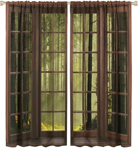 Blickdicht Gardinen Mit Ösen Waldlandschaft Lichtundurchlässig Verdunkelungsvorhänge Für Wohnzimmer, Schlafzimmer Und Kinderzimmer Moderner Digitaldruck 3D 140 (B) X 160 (H) cm - Vorhan 9426351736633