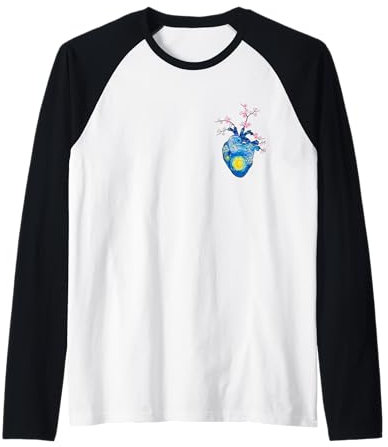 Van Gogh Love Cœur en fleur de cerisier étoilé dans la poche Manche Raglan