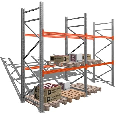 Generisch ARPA Palettenregal - 3,0 x 4,0 x 1,1 (HxBxT) - Grundregal mit 3 Ebenen - 2 Felder - Fachlast 2000kg - Schwerlastregal mit 12 Palettenplätzen