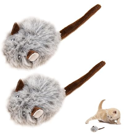 DONGKER Jouets pour Chat et Souris,2 Pièces Jouet Chat Interactifs en Peluche Interactive pour Chatons,Jouet en Papier a Cliquet Intégré pour Chats D'intérieur,Elimine L'ennui