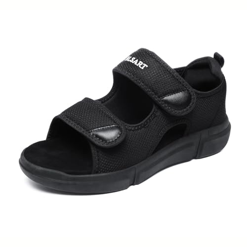 BLSART Diabetic Sandals for Women Wide Toe Swollen Feet Adjustable for Foot Pain Relief Open Toe Casual Athletic Sandals for Outdoor Beach Travel Summer Black 8.5