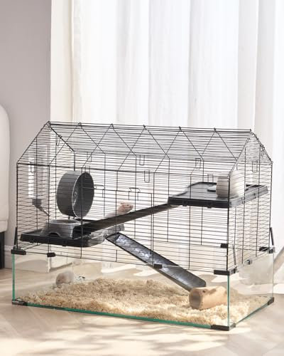 VEVOR Hamsterkäfig, 360°-Sicht, transparenter Hamsterlebensraum, Kleintierkäfig, 75x44x61 cm, belüfteter Mäusekäfig mit Wasserflasche, Rattenkäfig, tragbares Hamsterhaus für Ratten, Meerschweinchen