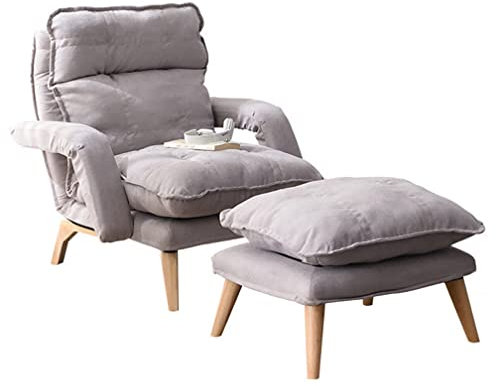 CAFIEDR Verstellbarer Liegesessel mit Fußstütze und hoher Ohrensessellehne – Loungesessel mit 3 Positionen für Wohnzimmer, Schlafzimmer – 150 kg Tragkraft – Sofa-Sessel-Set(Grau)