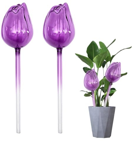 2 Pièces Globes D'arrosage En Verre, Arroseur Automatique D'intérieur, Auto-Arrosage Pour Pots, Pointes D'arrosage Pour Bulbes De Tulipes,Boules D'arrosage Pour Bonsaïs Et Fleurs De Jardin (D)
