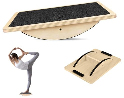 Balance Board, Planche Equilibre Carrée en Bois pour Adultes, Antidérapants 350LBS Planche d'Équilibre, Proprioception Cheville pour la Physiothérapie Bureau Debout Renforcement Du Tronc