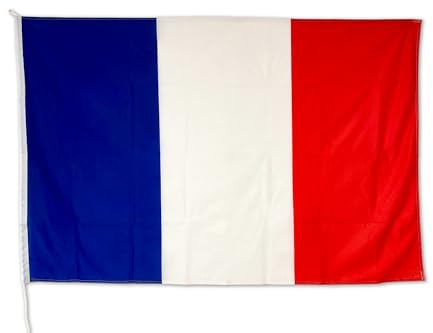 Bandiera Francese 225x150 cm - Tessuto Nautico Resistente e Colori Brillanti. Bandiera della Francia ideale per esterno e interno