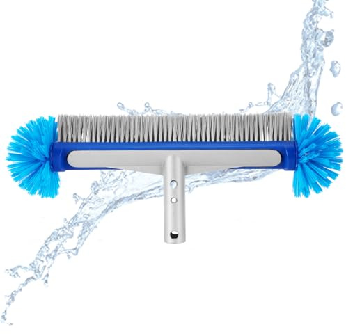 BTBHIHO Cepillo de piscina de 17 pulgadas para limpiar paredes de piscina, 1 cepillo de limpieza de aleación de aluminio, aspiradora manual para piscina, no con barra telescópica, azul