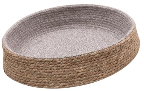 Toyvian Woven Pet Nest Round Shape Dog Bed Breathable Aesthetic Cat Sleeping Mat for Pets Natural Rattan Design Cozy Cushion for Indoor Use