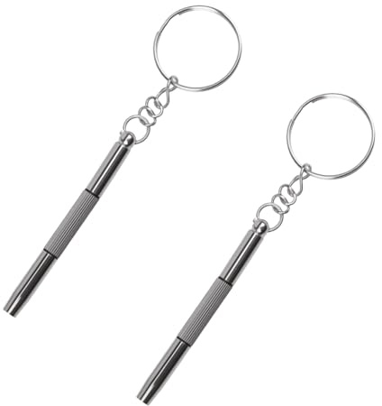 Superesorio Destornillador de gafa, 2 unidades, 3 en 1, mini llavero de acero inoxidable, pequeño destornillador de precisión para gafas de sol, joyas y reparación de relojes