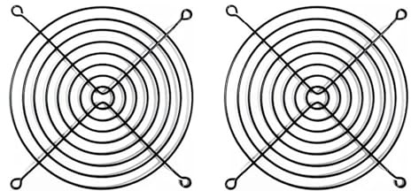 Ryaupy 120mm Lüftergitter Metall 2er-Set - Fingerschutz Gitter für PC Gehäuse & CPU Kühler - Lüfterabdeckung Silber ohne Schrauben - Hochwertiges Metallgrill für 120mm Lüfter