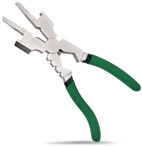 INJOYTEC 8-Inch MIG Welding Pliers Nozzle Cleaner Rounded Hammer Face Multi-Function Tempered Wire Cutter Ergonomic Handle 55 Steel for Welding Electrical Mechanical Maintenance and Home DIY Projects