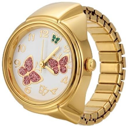 Baluue Butterfly Ring Watch Women Adjustable Finger Watch Decorative Quartz Ring Clock Small Wear-Resistant for Daily Use