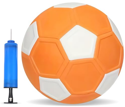 GOEDCH Fotbolls kurvboll: Storlek 5 Eva-gummikurvboll, lätt kurvboll, orange och vit böjt gummifotboll med pump och nål, fotbollar för träning inomhus och utomhus