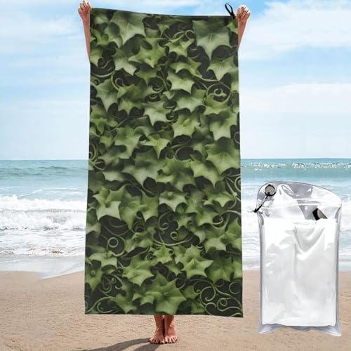 LONGZEHAO Toalla de microfibra con estampado de hiedra floral de secado rápido, toallas de playa súper absorbentes para viajes, ducha, piscina