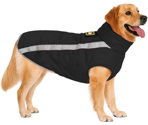 DoggieKit Manteau d'hiver Imperméable pour Chien, Veste Réflectrice d'hiver avec Doublure Polaire, Veste de Chien Coupe-Vent pour Petit Moyen Grands Chiens Vêtements Réglable avec Trou pour Harnais