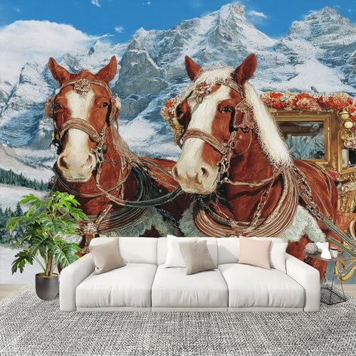 Caballo Animal Europeo Fotomurales Pared Papel Pintado 350x256 cm Pintura de Arte Tejido No Tejido Fotomurales Dormitorio Para la sala Decoración de pared tipo póster Fondo De Pantalla