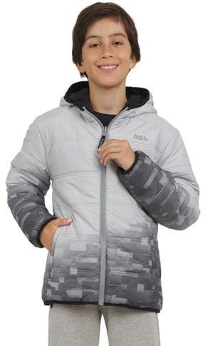 Eddie Bauer Boys' Deer Harbor Reversible Faux Fur Lined Insulated Puffer Jacket, Graystone, Small