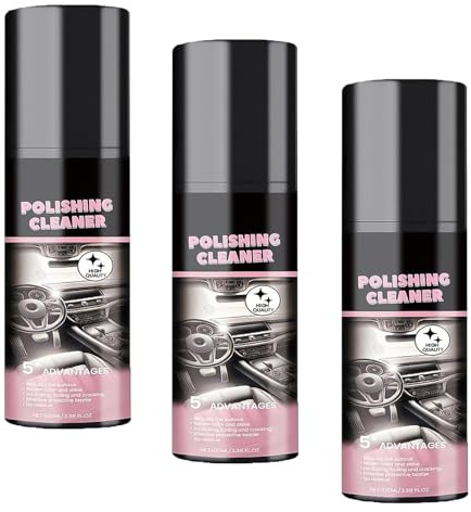 Detergente lucidante per interni auto, nuovo spray lucidante per interni auto aggiornato 2025, multiuso per interni per plastica, pelle, tessuto e metallo (3PCS)