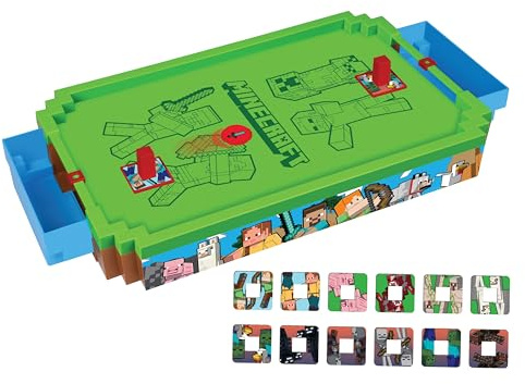 Minecraft: Arcade Air Hockey - Overworld -Premium Series, 21 Motorized Tabletop Game, Iconic Sounds, Licensed Collectible Toy, Adult-Kid 3+, 2 Player