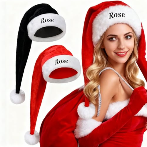 Aiebill Individuell bestickte lange Weihnachtsmützen für Erwachsene – Unisex-Weihnachtsmütze, perfekt für Neujahr, Halloween und festliche Feiertagsfeiern