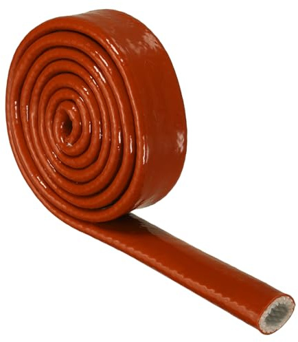 sourcing map Heat Hose Fiberglass Wrap, 10mm x 1m Fire Sleeve | Heat-Shielded Sleeve Silicone Coated,Heat Protection for Automotive Hose,Lines Electrical Wiring