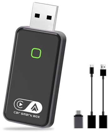 PTDHE 2026 Carplay Inalambrico iOS y Android Auto Inalambrico, Adaptador inalámbrico 2 en 1convierte con Cable a inalámbrico, Plug & Play con actualización en línea, para iOS 10+ & Android 12+