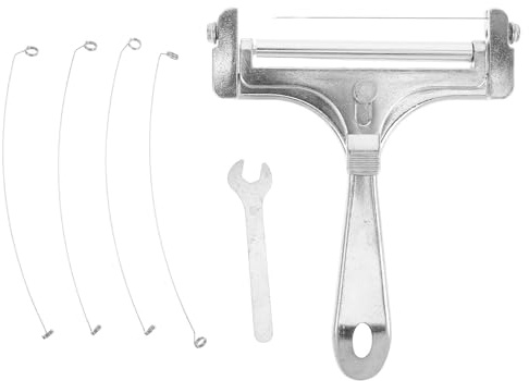 ANDRESLAD Cortador de Queso de Acero Inoxidable Portátil con 6 Piezas, Incluye 4 Alambres Adicionales y Llave Inglesa, Rebanadora Manual para Quesos Duros y Mantequilla, Herramienta