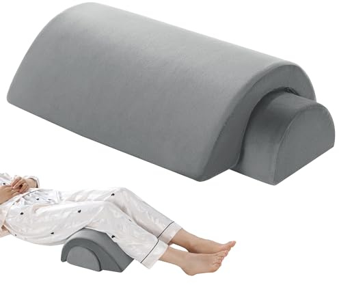 Lumisnug Halbmond-Knierolle Lagerungsrolle, 2-in-1 Halbrunde Lagerungsrolle für Beine, Knie & Rücken, Beinkissen & Nackenrolle mit Memory Foam, Waschbarer Bezug – Grau