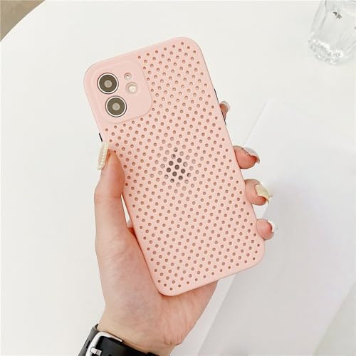 GXZJFC Custodia in silicone anti-calore per iPhone 13 12 Mini 11 Pro XS Max X XR 7 8 Plus SE2, colore caramella, traspirante, rosa, per iPhone 11 Pro