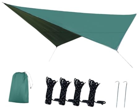 MAGICLULU Vela Parasole Verde Doppia Oxford Spesso e Resistente, Telo Ombreggiante Antivento per Picnic e Campeggio, Copertura Esterna Multifunzione per Giardino e Amaca
