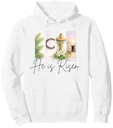 Él es Resucitado Cristiano Pascua Jesucristo Tumba Vacía Cruz Sudadera con Capucha