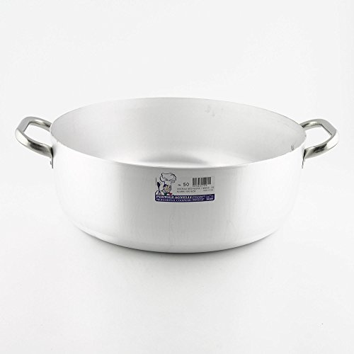 Pentole Agnelli, ALMA10650, Casseruola Bassa con 2 Maniglie in Acciaio, Alluminio, Argento