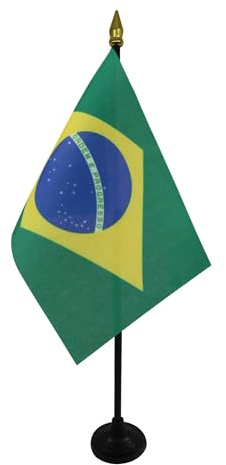 AZ FLAG Bordsflagga Brasilien 15x10 cm Brasiliansk 100D Polyester Plastfot