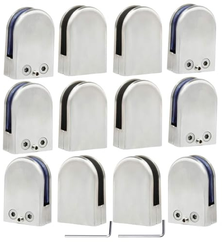 Discoball 12 x (10-12mm) 304 Stainless Steel Glass Clamp Clip for Stair Window (12-Pack) - Upgraded