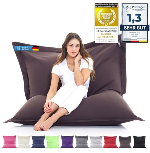 Original LAZY BAG Sittsäck XXL 400L Jättestor sittsäck i bomull 180x140cm (Bomull, Brun)