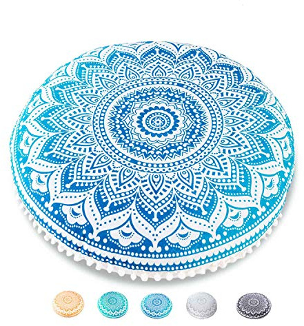Mandala Life ART Fodera per Cuscino da Pavimento Rotondo Bohémien - 75 cm - 100% Cotone - Custodia Pouf per Pouf per Soggiorno, Camera da Letto, Patio e Altro