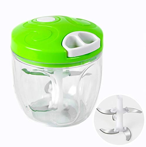 Little ants Presse-ail,Coupe Oignon/Coupe ail,Mini Hachoir Manuel, Hachoir Viande 5 Lames 900 ML, Mini mixeur Coupe legumes Multifonctions de Terre, Egg-Beater,Vanille,Aliments pour Bébés