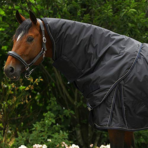 PFIFF 102837 Halsteil für Outdoordecke Highneck, Redendecke, leicht gefütterte Winterdecke, wasserdichte Weidedecke, Decke ohne Rückennaht, Polyester Futter, 150g/qm, Schwarz-Blau, Xfull