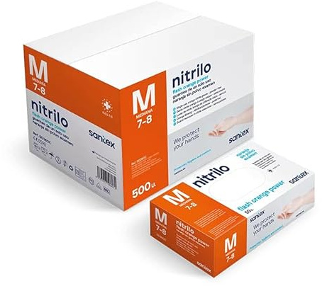 Santex GUANTE NITRILO DESECHABLE NARANAJA 50 UNIDADES XG