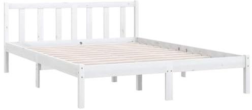 vidaXL Kiefer Massivholzbett Bettgestell Bett Holzbett Doppelbett Futonbett Bettrahmen Schlafzimmerbett Schlafzimmermöbel Weiß 160x200cm