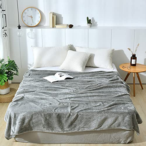 Colcha de 180 x 200 cm, Cobijas, Manta de Sofá, Mullida y Cálida, Manta de Forro Polar, Manta para Dormir, Sofá o Manta de Lana, Color Gris Claro