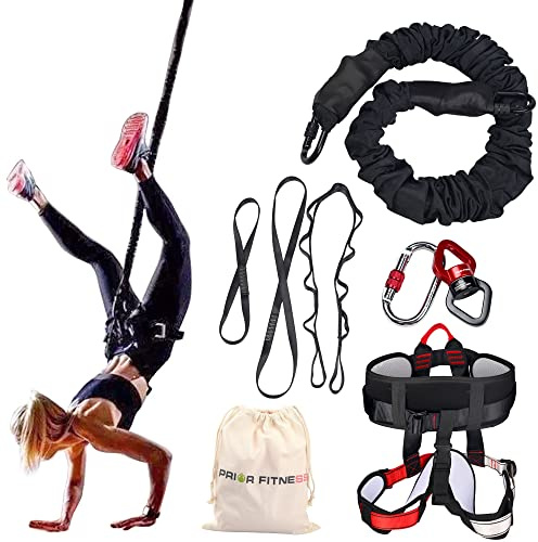 PRIOR FITNESS Bungee Fitness Set, CE-Zertifiziert Bungee Trainingskit | Robust Bungee-Tragband, Yoga Bungee Set, 60–120kg, 1m Bungee Seil mit 625kg Bruchlast, Anti-Gravitations-Tanz, Heim & Studio