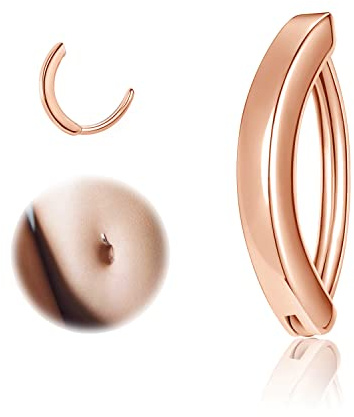 ZS Silber 925 Bauchnabelpiercing Clicker 14/16G Bauchnabel Piercing Ring | Gold Bauchknöpfe Piercing Ring , Silber Piercing Bauchnabel für Frauen, Umkehr gebogenen Navel Barbell Schmuck