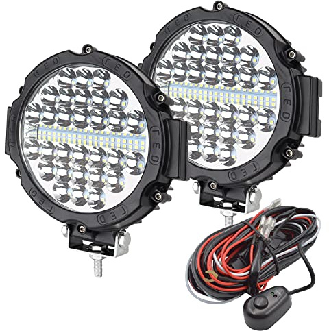 Safego LED Arbeitsscheinwerfer 7 210W Rund LED Scheinwerfer 12V 24V | mit Kabelbaum Flutlicht Reflektor Combo Arbeitslicht Zusatzscheinwerfer für Auto Traktor 4x4 Offroad SUV UTV ATV