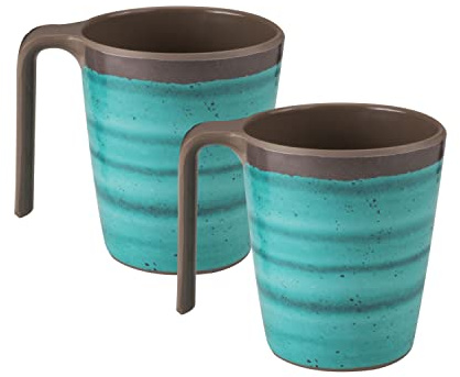 2 tasses camping mélamine 400ml chacune Vert marron Tasse café anse
