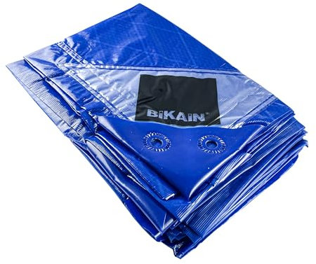 Bâche imperméable pour l'extérieur - 2x3m - 70 g/m2 - Trous soudés renforcés - Polyéthylène laminé croisé 3 Couches - Bleu - Protection Totale - Extra Forte - Bikain