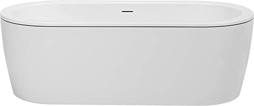 Saqu Line freistehende Badewanne - 180x80x60 cm - Weiß mit schwarzem Rand - Standbadewanne Acryl - Spa, für 2 Personen